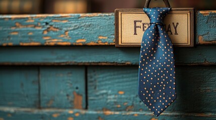 Classic Father's Day Tie on Display Against a Rustic Background. Generative AI