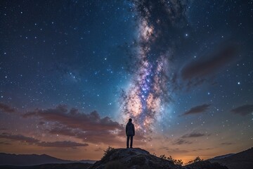 Fototapeta premium Stunning Wonders of the Night Sky: Stargazing Over the Milky Way and Deep Cosmos