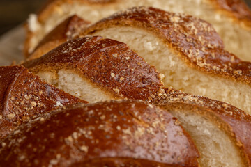 a soft loaf of wheat flour on the table