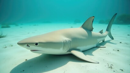 Obraz premium In Indonesia, a Bull shark has been killed after having its fins removed. Typically, sharks are caught on a line and then, while still alive, have their fins cut off for the shark fin soup trade.