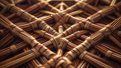 handmade brown bamboo or wicker weaving texture backdrop