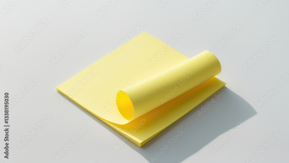 Poster yellow blank sticky notes paper with transparent shadow from the background. simple square geometry 