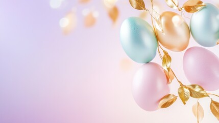 Vibrant Easter Eggs With Gold Details And Soft Hues