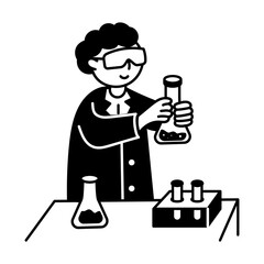 Hand drawn illustration of students doing group study 
