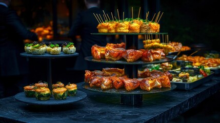 Fototapeta premium Delicious Catering Buffet Appetizers Finger Food Snacks