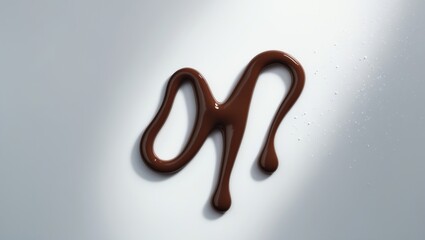 Obraz premium Chocolate syrup drop isolated on a background. Overhead view.