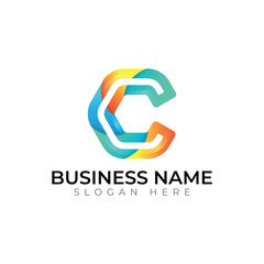 C letter abstract typography creative logo design