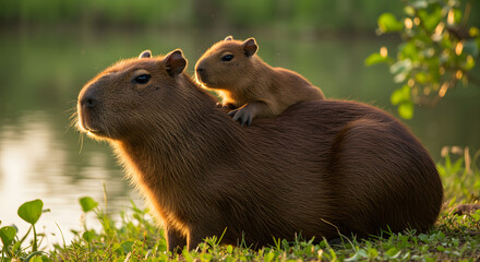 family of capybara