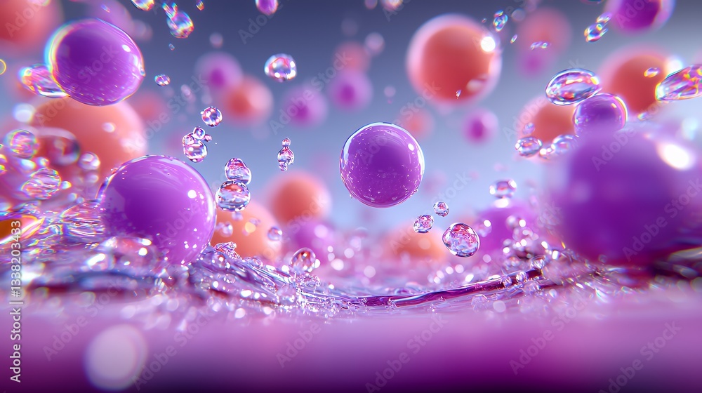 Aufkleber floating spheres with water droplets creating abstract and artistic visual