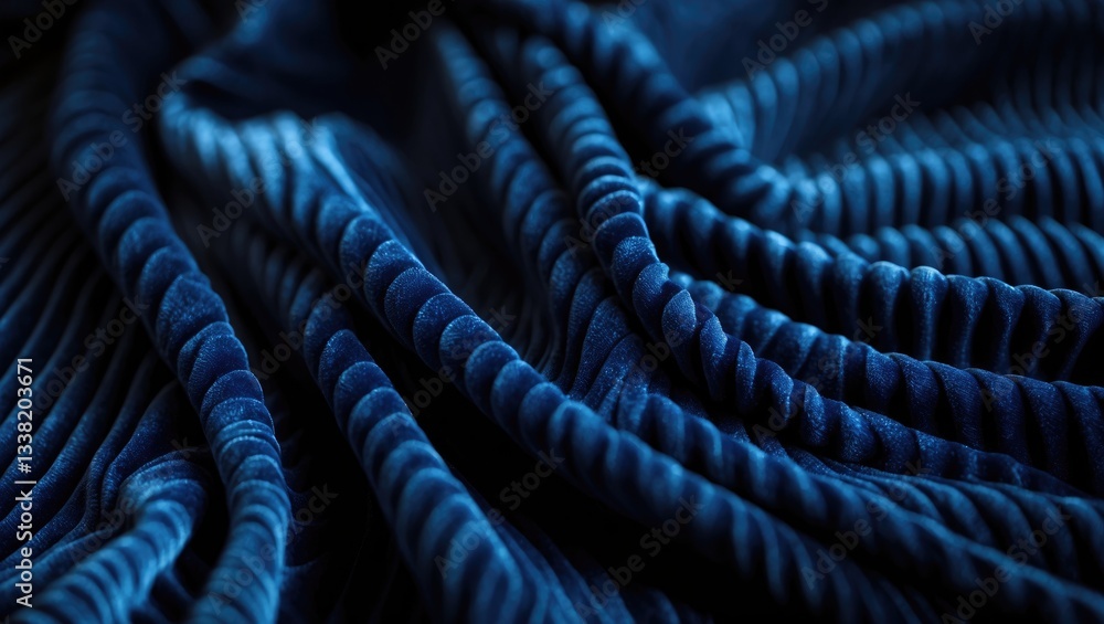 Aufkleber close-up of dark ribbed fabric texture. soft material with gentle drapes and subtle shadows creating