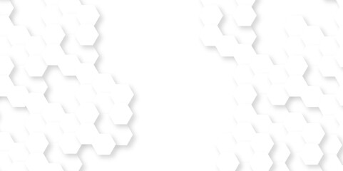 Hexagon background technology texture. Abstract hexagonal mesh cell Surface polygon pattern with glowing hexagon paper texture and futuristic business. Abstract honeycomb mosaic white background.