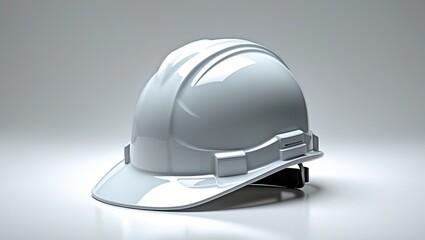Fototapeta premium Front view of a new white safety helmet isolated on a plain background. Clipping path.