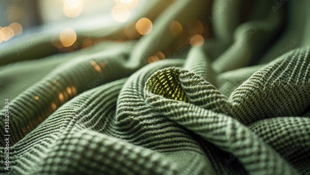 Poster close-up perspective of textured fabric, highlighting its intricate weave and subtle color variation