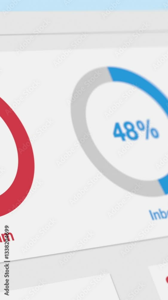 Poster email client software interface, dashboard with charts about spam emails, concept of online scam, ph