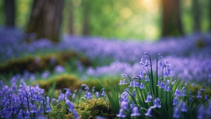 Obraz premium Spanish bluebell (Hyacinthoides hispanica) blooms