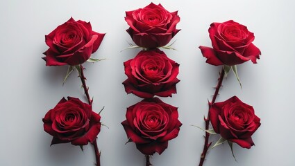 Fototapeta premium Set of red rose buds isolated on a white background
