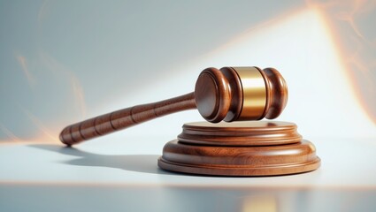 Obraz premium Gavel and sound block separated on background
