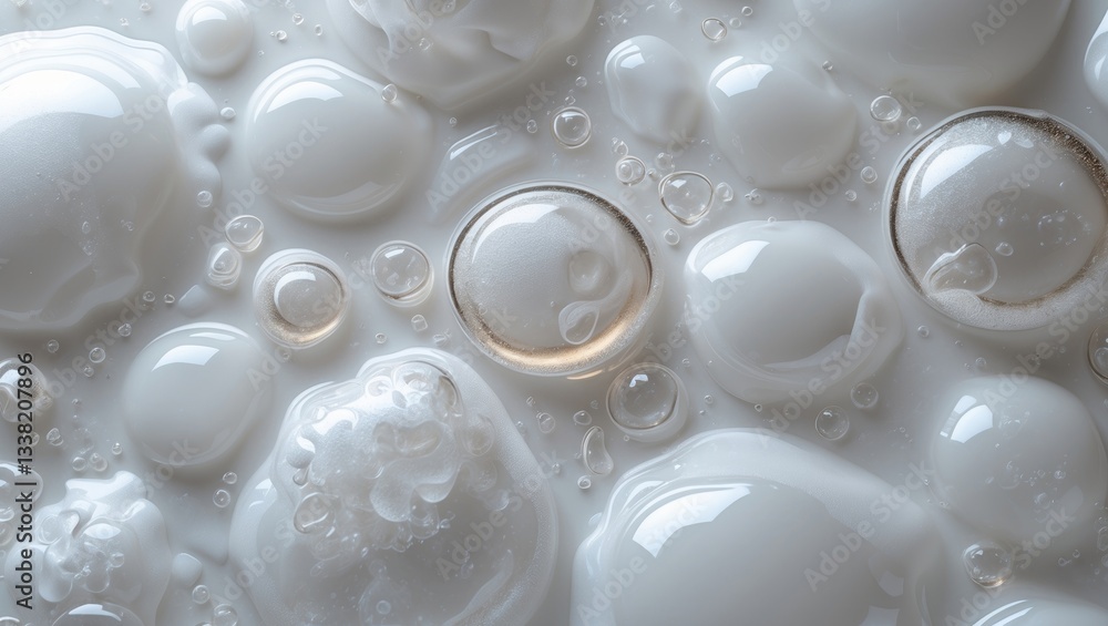Poster soap foam texture or shampoo surface with bubbles isolated on a background using clipping path.