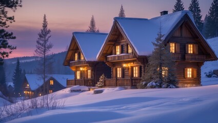 Ski lodges during winter season