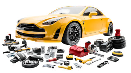 Car maintenance service concept Auto parts PNG Image