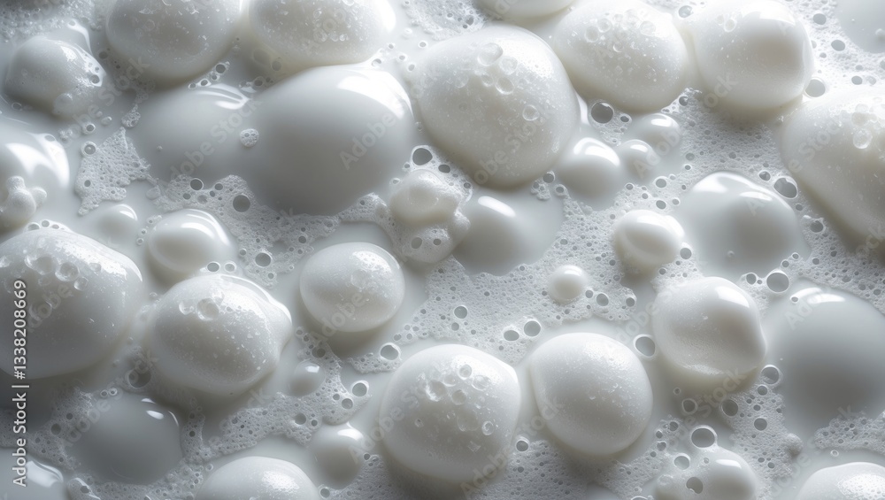 Poster soap foam surface or shampoo texture with bubbles isolated with clipping path on background.