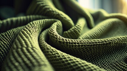 Fototapeta premium Close-up view of textured fabric highlighting its detailed weave and gentle color variations.