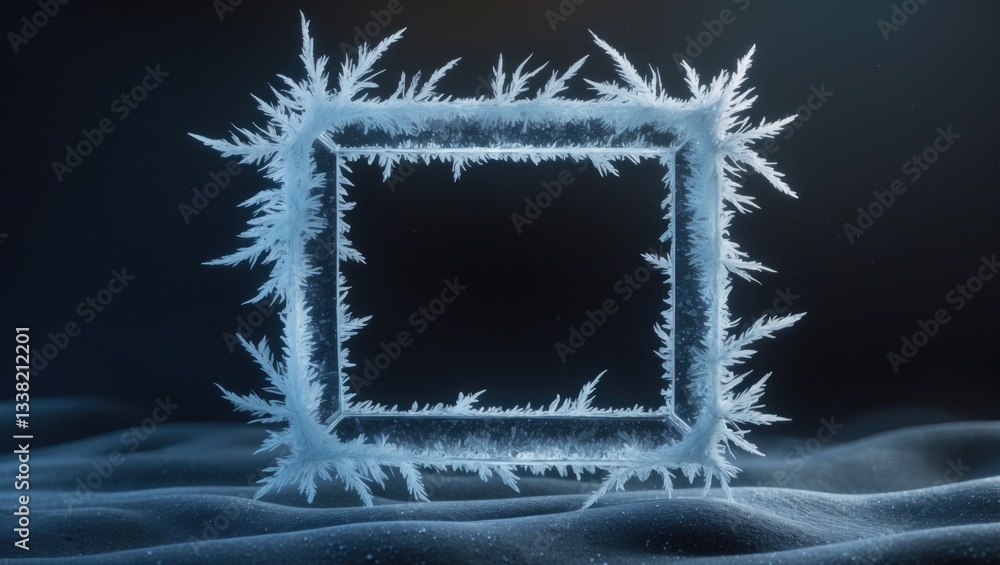 Aufkleber a frame showcasing a frosty design on a dark background. an abstract ice frame enables the addition 