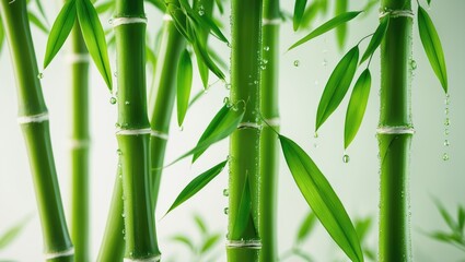 Obraz premium Fresh bamboo with water droplets
