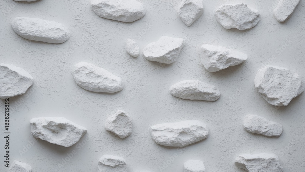 Poster close-up of a grainy white artificial stone texture background featuring blank space for design. cem