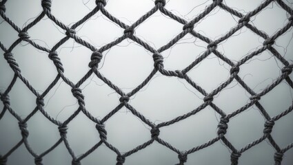 Fototapeta premium Football or tennis net. Close-up of rope mesh against a white background.