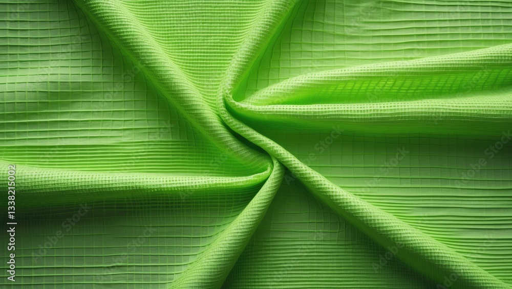Poster close-up shot of a green fabric featuring a textured weave, providing a subtle yet sophisticated bac