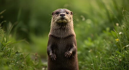 standing otter in nature
