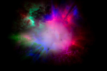 colorful fog in the dark