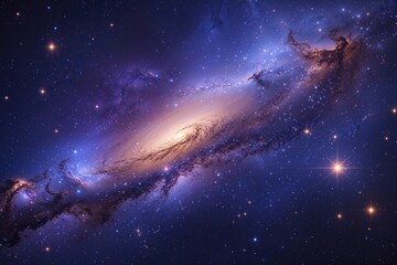 Fototapeta premium Indigo Galaxy with Shimmering Nebula and Cosmic Backdrop