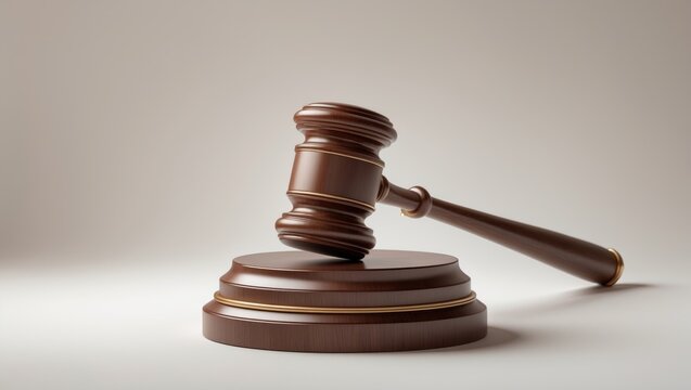 Wooden gavel set against a plain white backdrop.