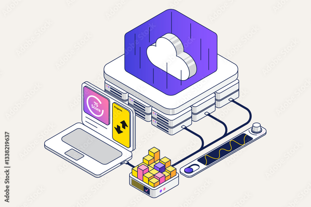 Aufkleber web hosting, сloud computing storage, database, network connection. hosting servers, computer, cloud