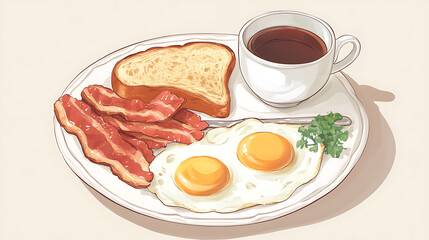 Delicious toast with jam, butter, and a side of coffee, fruit, and pastry, perfect for breakfast or snack