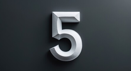 white paper typeface number 5 isolated on background