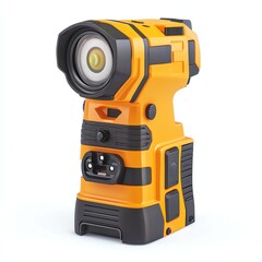 Fototapeta premium Compact and durable portable flashlight with a bright LED bulb, designed for outdoor and emergency use.