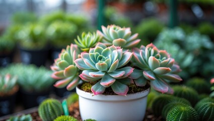 Obraz premium Anacampseros rufescens leaf plant on a farm for sale as cash crops. It is also referred to as a succulent with fleshy leaves that resemble a rose, forming a carpet-like appearance.