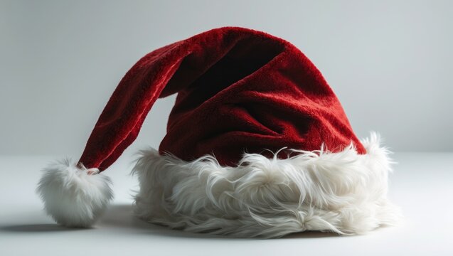 Santa Claus helper hat costume isolated against a white background with a clipping path for holiday seasonal celebration design decoration.