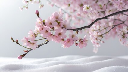 Fototapeta premium Sakura blossoms separated on a white backdrop