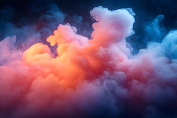 Naklejka premium Vibrant Smoke Clouds in Orange and Blue Hues for Abstract Design and Background Art