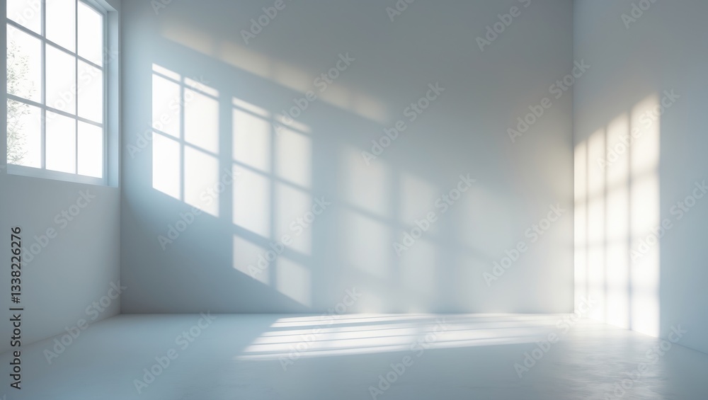 Poster minimal abstract light gray background suitable for product presentation. soft shadows and light fro