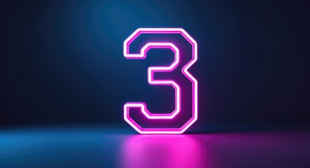 Neon light tube numeral 3