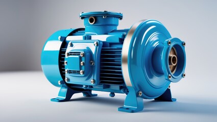New industrial centrifugal pump featuring a blue motor, isolated against a white background.