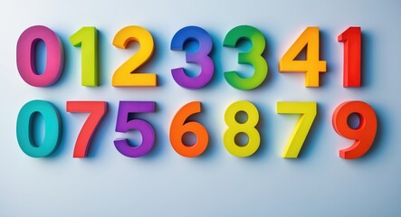 Fototapeta premium Multicolored numbers ranging from 0 to 9 set against a background.