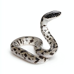 Obraz premium Close-up of a unique patterned snake, displaying intricate scales and a striking appearance, isolated on a white background.