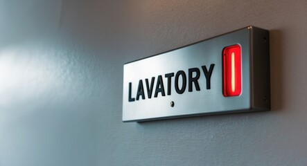Sign indicating occupied lavatory on an airline.
