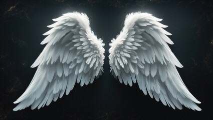 Wing in white color isolated on a black background